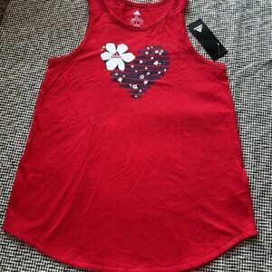 Adidas Girls' Curved Hem Crew Neck Tank Top Size XL 16 Red NWT